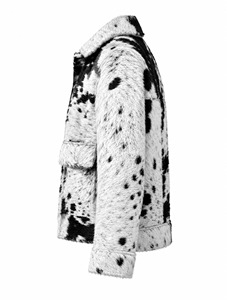 Chaqueta de Cuero Genuino de Piel de Vaca para Hombre, con Pelo, Estampado de Vaca Blanca y Negra, Pelo Largo, Estilo Camionero Western, Abrigo Vintage - Product Image 5