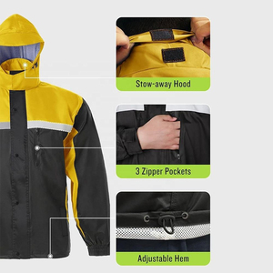 Traje Impermeable de Alta Visibilidad con Capucha y Cinta Reflectante para Seguridad Industrial - Product Image 4