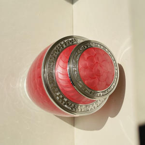 Urne funéraire en aluminium pour cendres humaines avec finition Meena blanc nacré, avec gravure personnalisée, urne funéraire pour cendres d'animaux de compagnie - Product Image 4