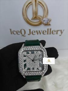 Montre-bracelet carrée Moissanite Iced Out Hip Hop, montre-bracelet tendance avec pierres étincelantes VVS, montre-bracelet Moissanite Diamant Hip Hop Bling - Product Image 4