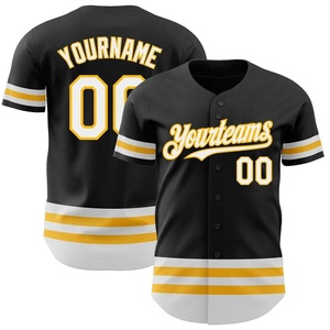 Camiseta de Béisbol Personalizada Negra y Amarilla para Adultos, Manga Corta, Impresión de Nombre y Número del Equipo, Poliéster Transpirable, para Invierno, Verano y Primavera - Product Image 1