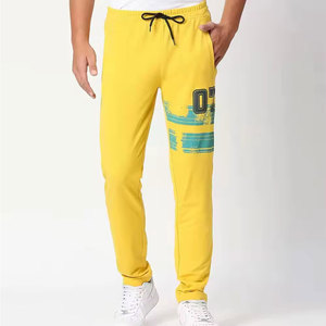 Pantalon de survêtement jaune pour homme avec imprimé 07, taille élastique, fermeture à cordon, style décontracté, tissu en coton, design respirant - Product Image 4