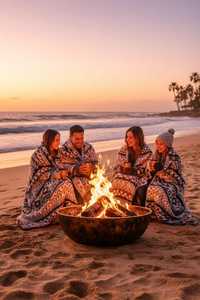 Rustic Cast Iron Fire Pit Bowl With Verdigris Patina Outdoor Wood Burning <b>Firepit</b> For Garden Heating - Product Image 3