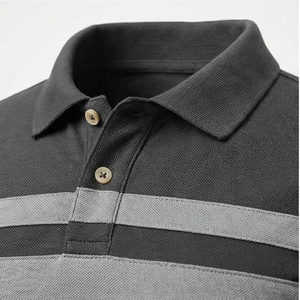 Polo en tricot à manches courtes pour homme, rayé, color-block, design décontracté, coupe classique - Product Image 4