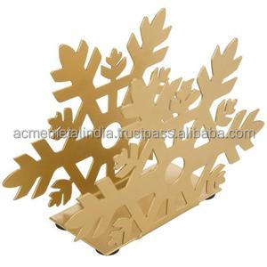 Porte-serviettes à découpe flocon de neige en métal doré de qualité supérieure, parfait pour une table élégante dans les hôtels, les maisons et les restaurants - Product Image 4