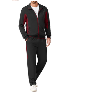 Conjuntos deportivos de 2 piezas para hombre, traje deportivo cálido para correr, conjunto deportivo informal con cremallera completa, 100% poliéster, algodón - Product Image 1