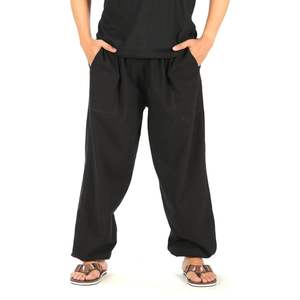 Pantalon de jogging décontracté noir pour homme, coupe ample, jambe large, en tissu épais et respirant, mélange de coton, prix abordable, usage quotidien, OEM ODM - Product Image 5