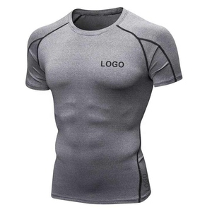 Camiseta de Compresión de Manga Corta Gris para Hombre, Secado Rápido, Spandex, Poliéster, Top Deportivo, Talla Adulto M - Product Image 5