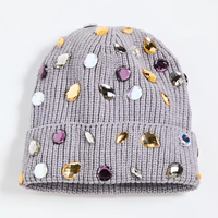 Bonnet unisexe pour adulte avec strass, tricoté à la main, style mignon pour l'hiver