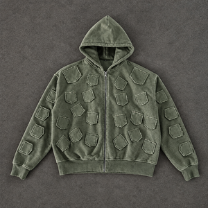 Hoodie streetwear d'hiver personnalisé, entièrement zippé, en polaire oversize, impression numérique, fabricant de marques privées pour les marques de vêtements PK - Product Image 5