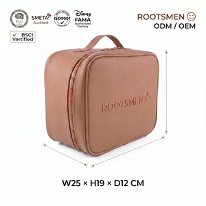 Rootsmen PVC Embossed Label Zipper Water Resistant Hanging <b>Large</b> Capacity Travel Fashion <b>Cosmetic</b> <b>Bag</b> H19xW25xD12cm - Product Image 1