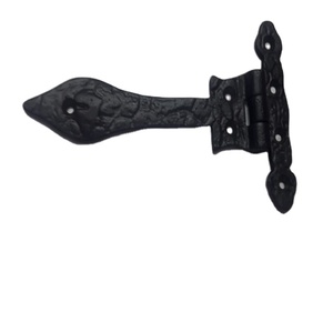 Charnières en fonte noire Antique et loquet de pouce de chalet, vintage Tudor gothique ancien style orné de charnières décoratives de porte tee - Product Image 1