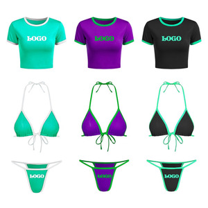 Traje de Baño Sexy para Mujer, Bikini de Dos Piezas Sublimado, Venta al por Mayor, Bikinis Triangulares Micro Sexys, Último Modelo de Traje de Baño de Cuatro Piezas para Mujer - Product Image 2