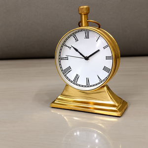 Reloj de Repisa de Latón Vintage con Esfera de Números Romanos, Reloj de Mesa de Metal de Estilo Antiguo, Base Decorativa con Pedestal, Clásico Ejecutivo - Product Image 1