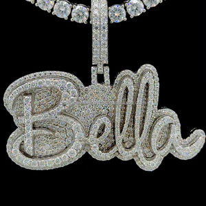 Personnalisé VVS Moissanite Diamant Nom Lettre Pendentif Hommes Glacé Bijoux En Argent Personnalisé Moissanite Diamant Pendentif - Product Image 1