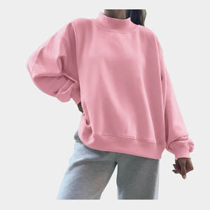 เสื้อสเวตเชิ้ตคอกลมโอเวอร์ไซส์สำหรับผู้หญิง สีพื้น ไหล่ตก แขนยาว ผ้าถัก ผ้าฝ้าย ใส่ได้ในฤดูใบไม้ร่วง - Product Image 3