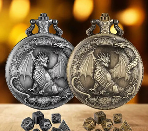 Orologio da Tasca Maxmax con Dadi Nascosti, in Metallo e Acrilico, Oro e Argento, per Dungeons and Dragons, Giochi di Ruolo e da Tavolo, Mini Dadi - Product Image 5