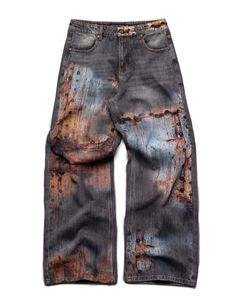 Pantalones Vaqueros Personalizados con Efecto Desgastado, Lavado Ácido, Patchwork, Estilo Urbano, Ajuste de Tela, Longitud, Cintura y Cierre de Botones - Product Image 6