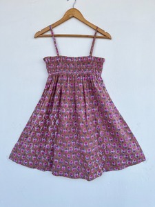 Vestido Mini de Algodón 100% para Mujer, Estampado Floral, Sin Mangas, Vestido Corto, Traje de Verano para Vacaciones en la Playa, Ropa de Calidad de Exportación - Product Image 1