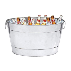 Bac à boissons en métal galvanisé de qualité supérieure avec poignées en bois et ouvre-bouteille intégré, résistant à la rouille, étanche, grand seau à glace - Product Image 4