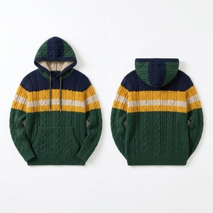 Sweat-shirts décontractés en tissu jersey épais tricoté pour hommes, coupe droite, épaules tombantes, en coton lourd, chauds pour l'hiver, vente en gros - Product Image 1