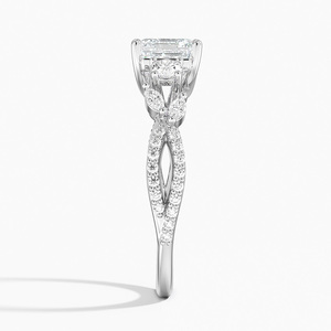 Bague BOJ 0143 en argent 925, taille Asscher, sertie de trois griffes, luxe Willow, solitaire, diamant 2 carats, couleur D, VVS1, Moissanite GRA - Product Image 3
