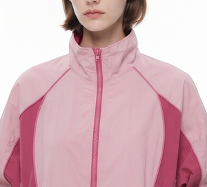 Women Loose Fit Zipper Windbreaker Tracksuit Casual Baggy 100% Nylon Street Summer Wear <b>Drop</b> Shoulder <b>Stand</b> Collar Ladies Set - Product Image 5