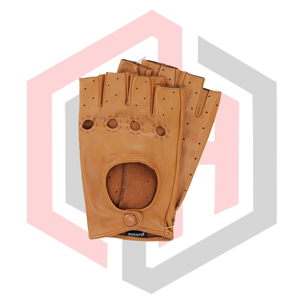 Gants de conduite sans doigts en cuir souple pour hommes, antidérapants, couleur personnalisable, OEM ODM, fournisseur et fabricant en gros - Product Image 2