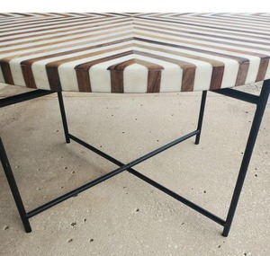 Table de salle à manger moderne en bois d'acacia et résine, design artistique, étanche, table basse pour salon, mariage, anniversaire, Diwali - Product Image 4