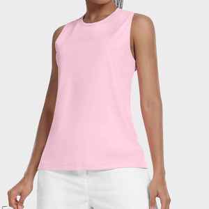 Camiseta Deportiva sin Mangas para Mujer, Personalizada, Ligera, de Algodón con Encaje, Cuello en V, Color Sólido, con Logo Frontal, Venta al Por Mayor - Product Image 4