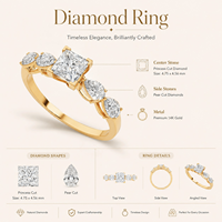 Bague pour femme en or 10K avec diamant de laboratoire taille poire princesse solitaire, certifié IGI, couleur D, vente en gros, bijoux fins OEM de luxe