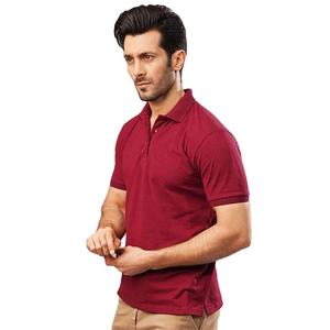 เสื้อโปโลผู้ชายสีแดงเข้มเสื้อคอตตอนแขนสั้นผ้าคอตตอนลำลองสำหรับใส่ทำงานใส่ทุกวันโลโก้ตามสั่ง - Product Image 2
