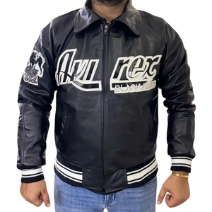Blouson Bomber Universitaire Oversize en Cuir d'Agneau Style Vintage Y2K « Black Aces » Tuskegee Airmen – Collection Luxe Streetwear - Product Image 2