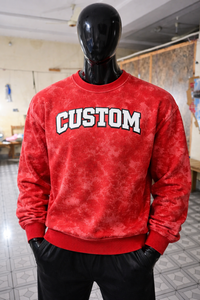 OEM Custom Printed Red Acid Wash <b>Sweatshirt</b> Oversized Fit Crew Neck Pullover Soft Cotton Blend Casual Streetwear Apparel - Product Image 6