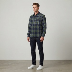 Street Wear Custom Loose Casual Distressed Acid Wash Rhinestone <b>Flannel</b> Check Plaid Full Long Sleeve <b>Shirts</b> <b>for</b> <b>Men</b> - Product Image 5