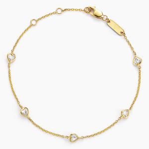 Bracelet chaîne à maillons avec diamants taille cœur sertis clos - Product Image 3