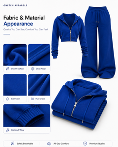 Ensemble de survêtement unisexe bleu à capuche, coupe courte, manches longues, couleur unie, coupe régulière, décontracté, respirant, pour l'été 2 en 1 - Product Image 6