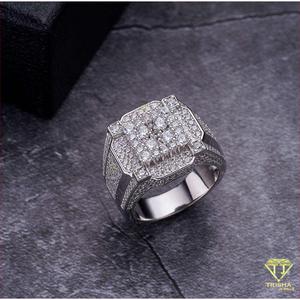 Anillo de Diamante Moissanite Cuadrado de Diseño con Acabado en Plata de Ley 925 para Hombre, Joyería de Moda Hip Hop de Lujo al por Mayor - Product Image 2