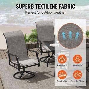 Set da Pranzo da Esterno in Ferro a 5 Pezzi per Tutte le Stagioni, Tavolo con Sedie Girevoli per Giardino e Bistrot - Product Image 3