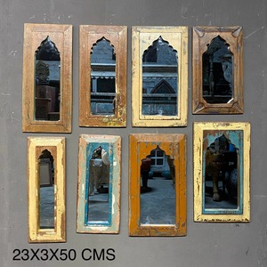 Miroir mural vintage de luxe bohème en bois et aluminium, style bohème, pour salle de bain et chambre à coucher, décoration intérieure - Product Image 4