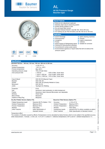 Manómetro de Tubo Bourdon de Acero Inoxidable Baumer ALF2, Alta Precisión, Control de Procesos Industriales, Hidráulico, Rango de 0-40 kg/cm, 1.5 - Product Image 5