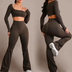 Ropa Deportiva al por Mayor para Gimnasio, Conjuntos de 3 Piezas para Mujer, Chaquetas de Yoga, Leggings de Entrenamiento, Sujetadores Deportivos, Conjunto de Ropa Deportiva - Product Image 4