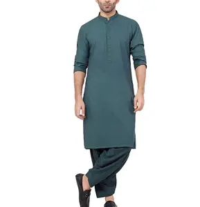 Grosir 2024 kasual berongga pria Muslim Shalwar Kameez gaun pabrik dibuat desain baru nyaman pria Shalwar Kameez
