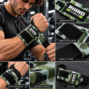 สายรัดข้อมือ RHINO FITNESS ลายพราง ไซส์ L สำหรับมือซ้าย แบบตีนตุ๊กแก สำหรับยกน้ำหนัก - Product Image 6