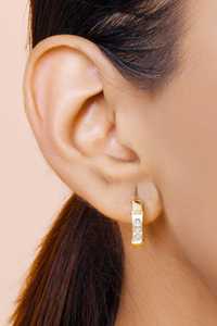 Diamond <b>Hoop</b> <b>Earring</b> 14k <b>Solid</b> Gold Solitaire Baguette Lab Grown Channel Set Modern Luxury Delicate Huggies Jewelry Manufacturer - Product Image 4