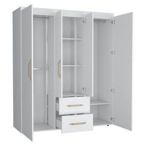 Elma Bedroom White Armoire Elegant White Wardrobe for Bedroom <b>Decor</b> - Product Image 3