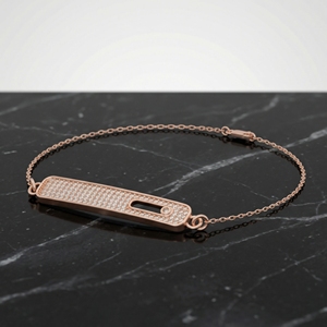 Pulsera Clásica Ajustable de Plata de Ley 925 con Cadena de Eslabones, Moderna, para Mujer, Chapada en Oro Rosa con Diamantes, Joyería Fina, Regalo de Boda - Product Image 4