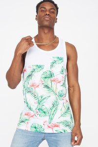 Camiseta sin mangas para hombre, blanca con manchas, con bolsillo negro, cuello redondo, estilo casual - Product Image 3