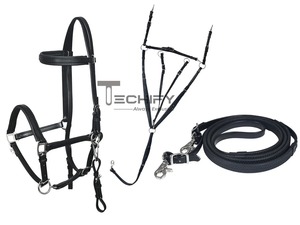 Súper calidad estilo inglés Tack Endurance Halter brida riendas con placa de pecho conjunto ecuestre Tack aspecto de cuero mate - Product Image 6