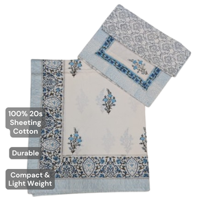 Hand Block Printed 100% Cotton Cooling Wedding Bed <b>Sheet</b> <b>Set</b> 2 <b>Pillowcases</b> 200TC Breathable Eco-Friendly 3 Pcs - Product Image 4